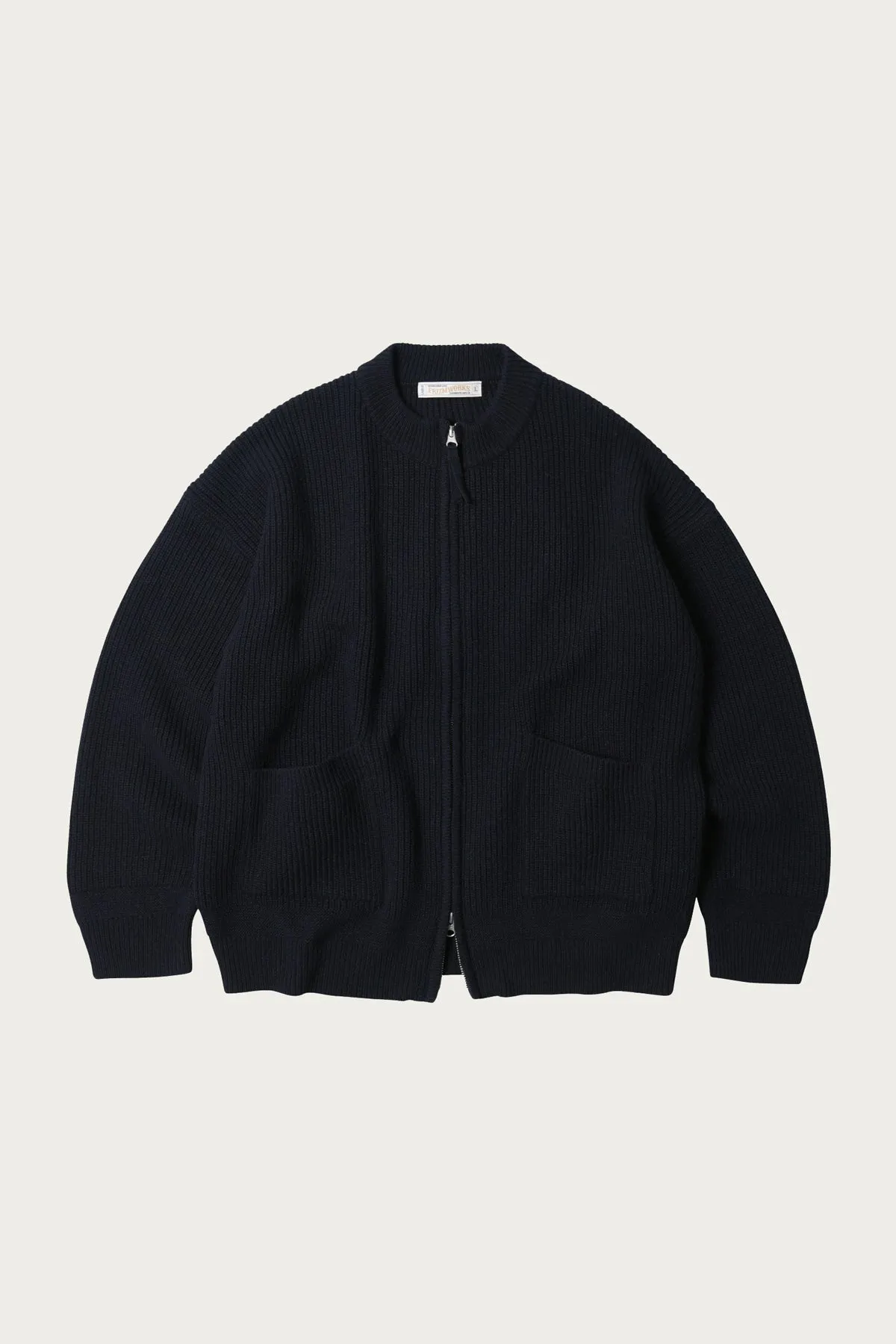 Wool Deck Zipup Cardigan - Navy