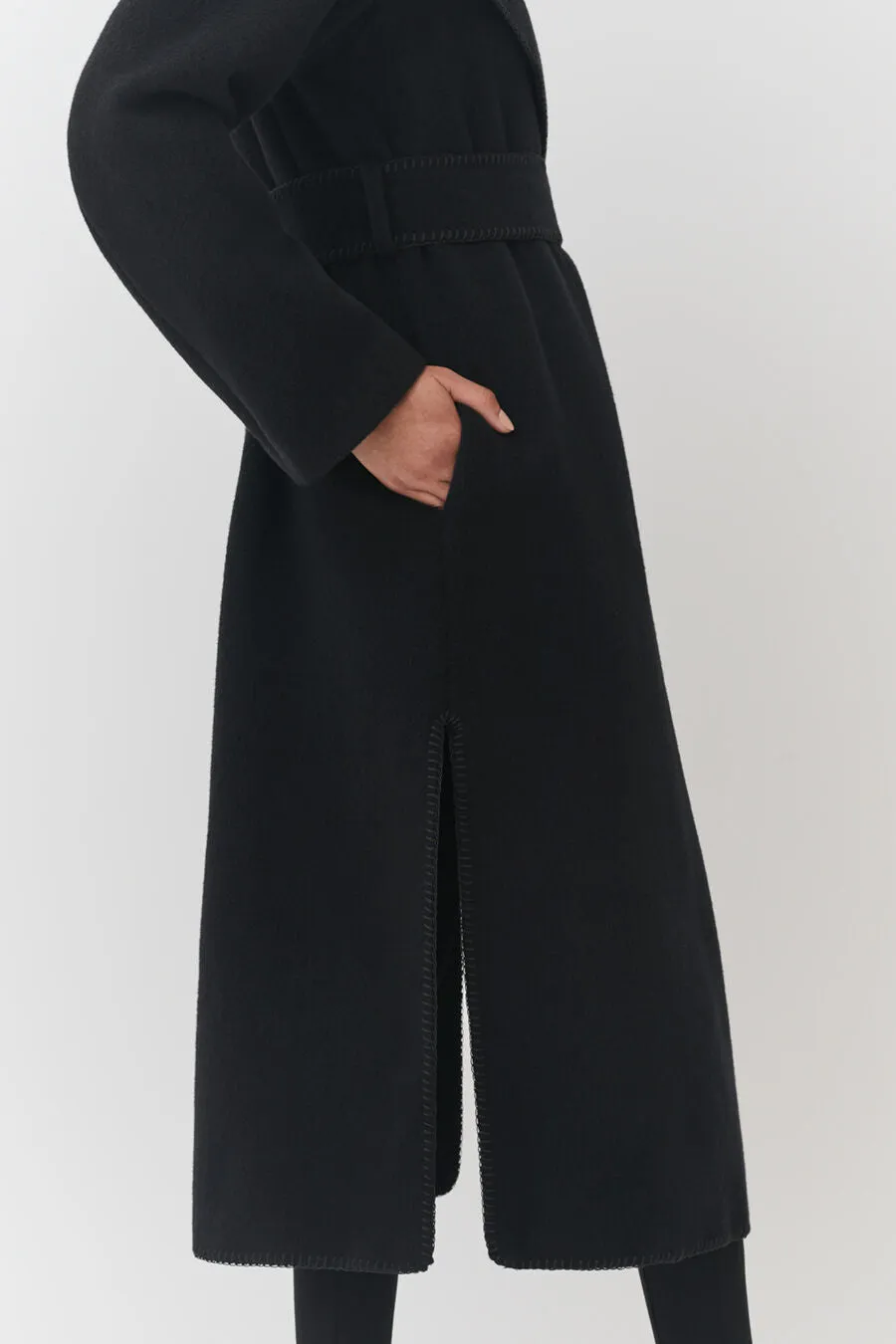 Wool Draped Collar Coat