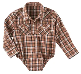 Wrangler Baby Brown Plaid Western Snap Onesie