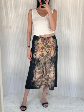 Y2K denim & lace maxi skirt