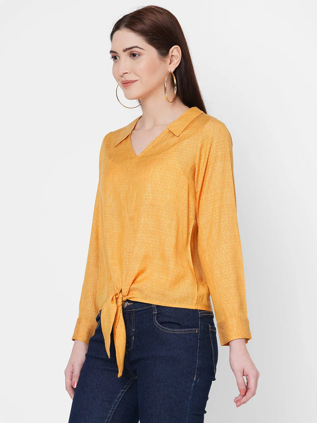 Yellow Solid Top With Front Knot