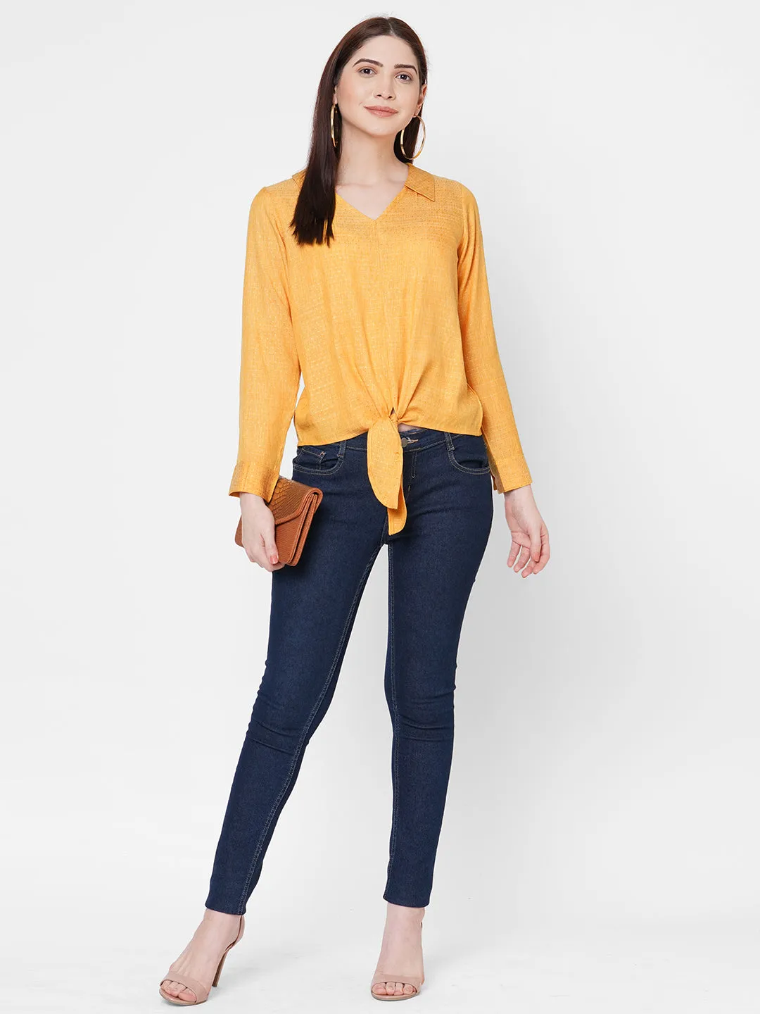 Yellow Solid Top With Front Knot