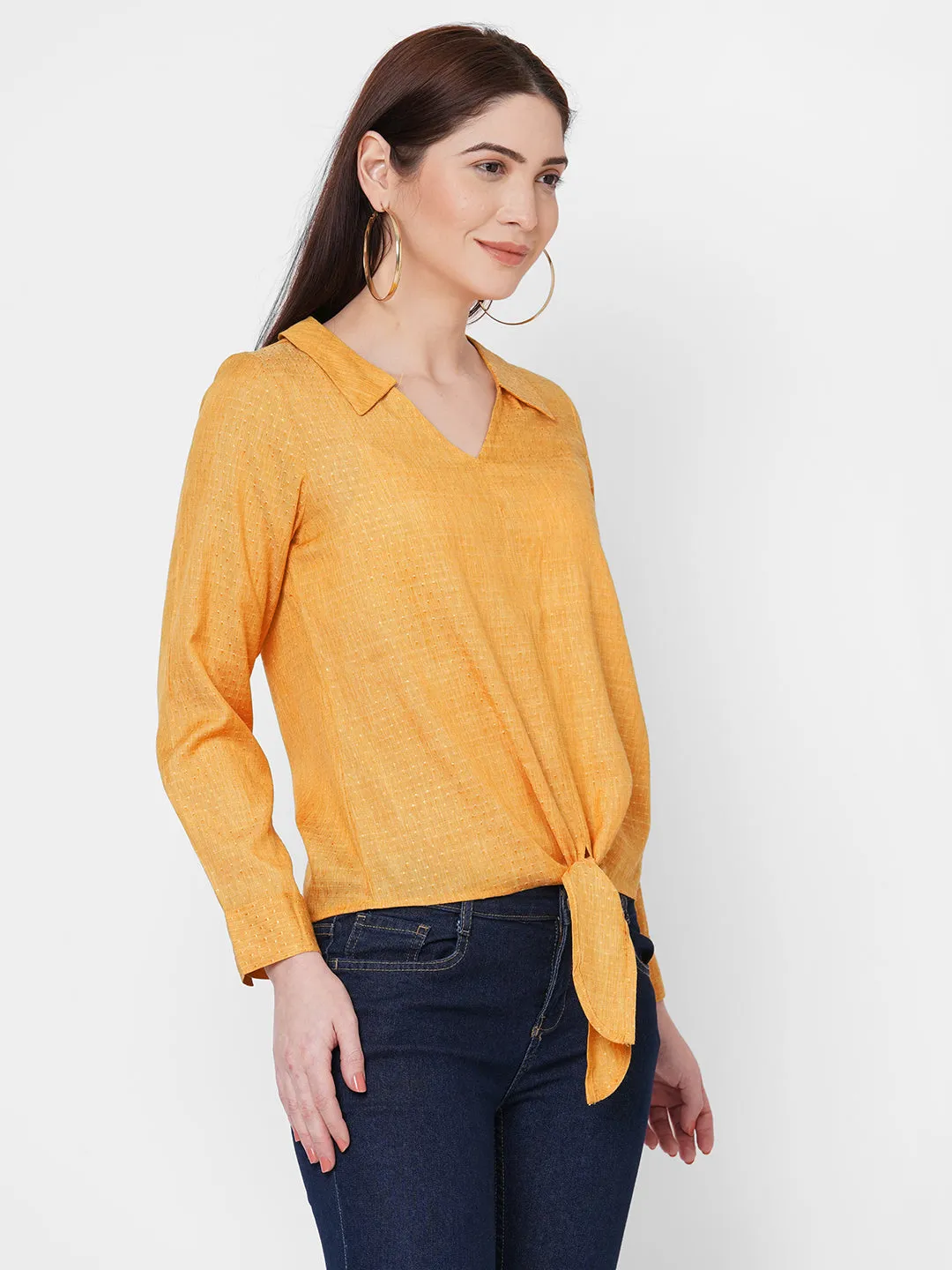 Yellow Solid Top With Front Knot