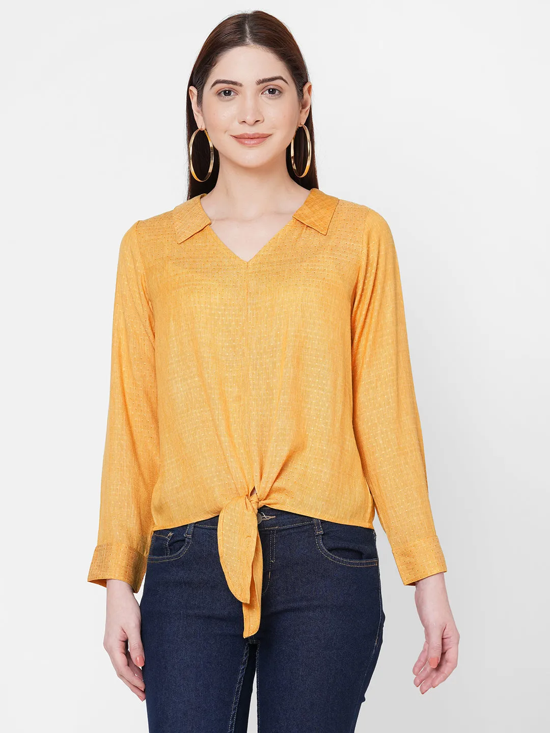 Yellow Solid Top With Front Knot