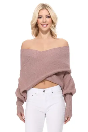 YEMAK Women's Sexy Off the Shoulder Shawl with Sleeve Scarf Wrap Bolero Sweater Top KC008 (S/M-M/L)