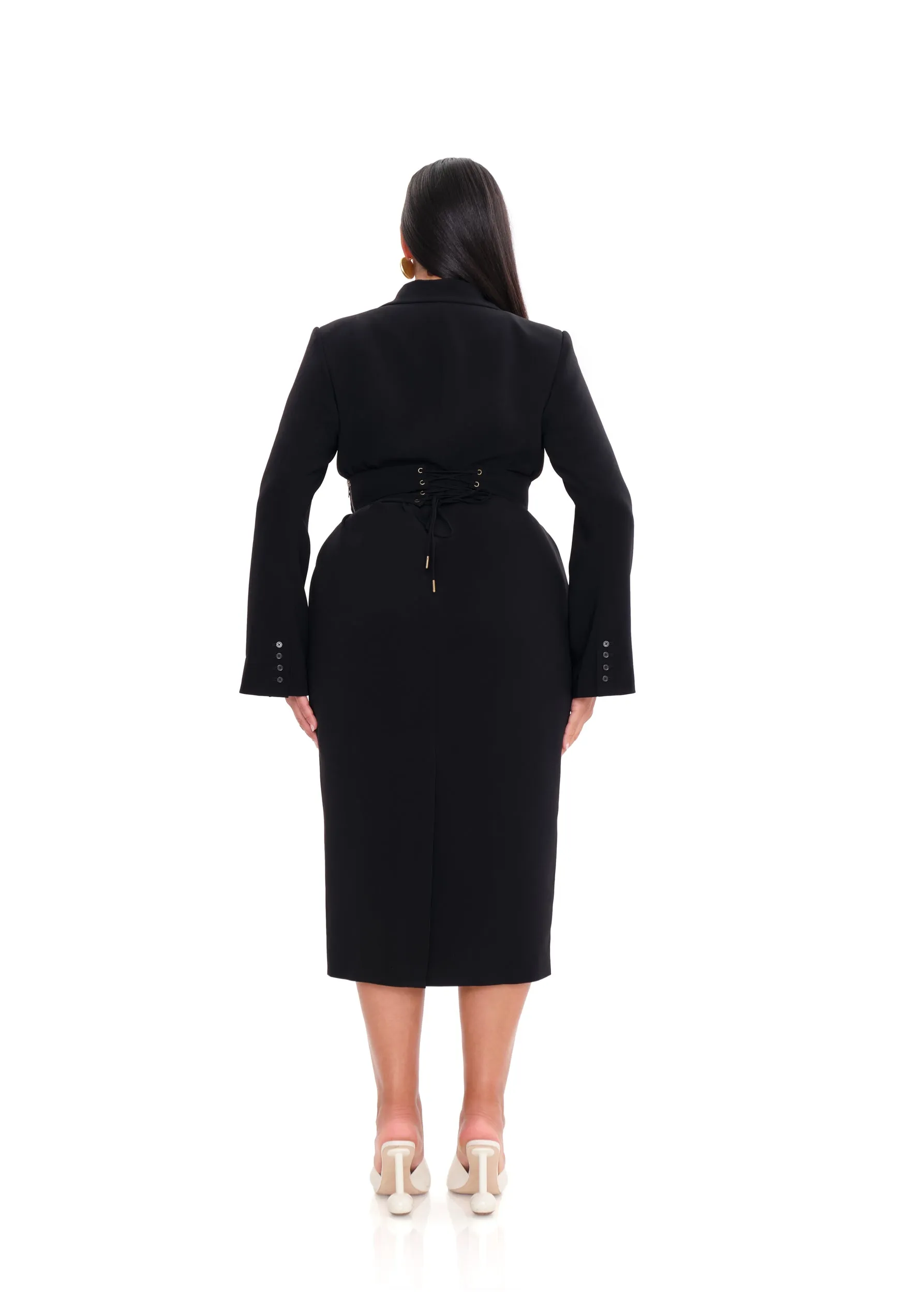 ZIA CORSET BLAZER DRESS - ONYX