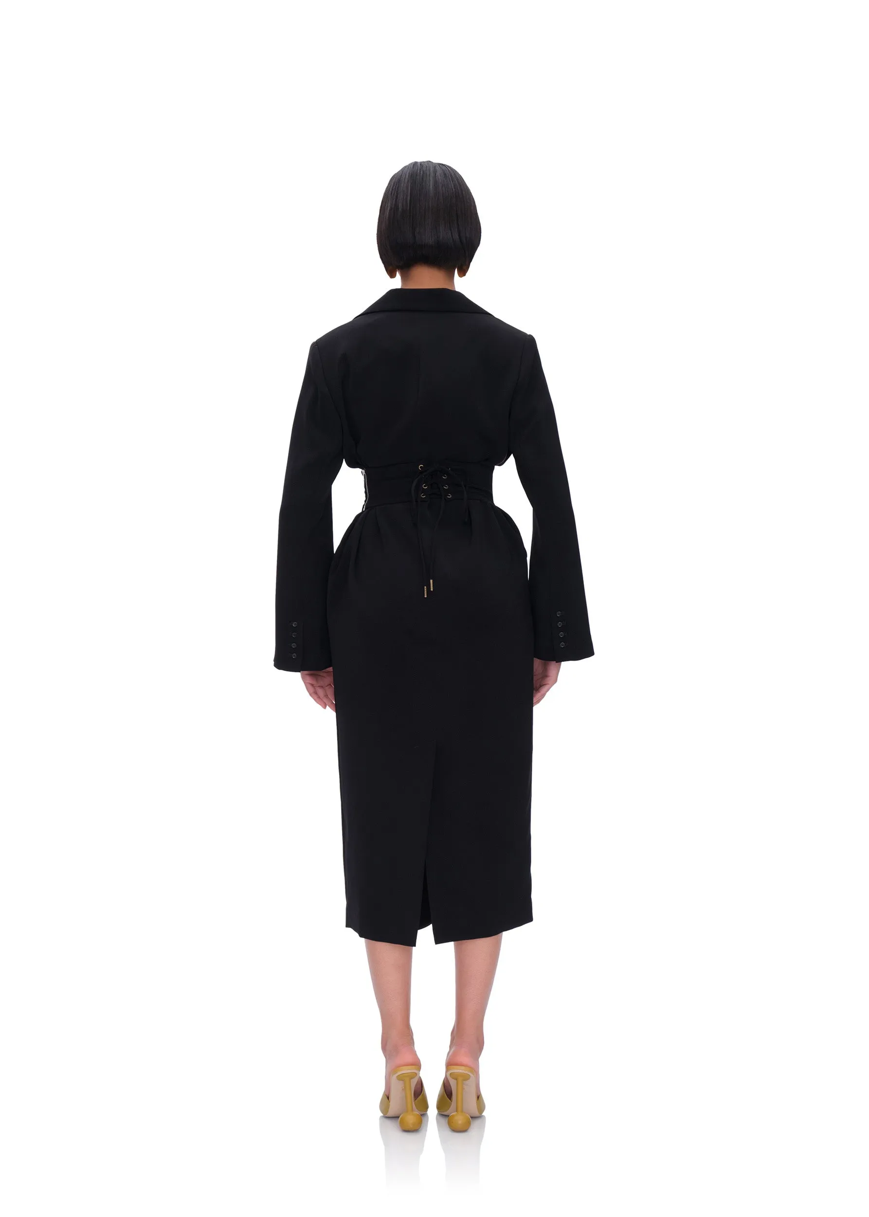 ZIA CORSET BLAZER DRESS - ONYX