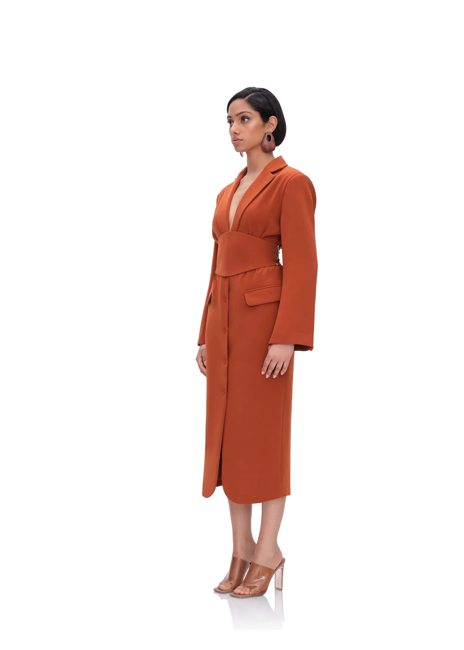 ZIA CORSET BLAZER DRESS - PUMPKIN