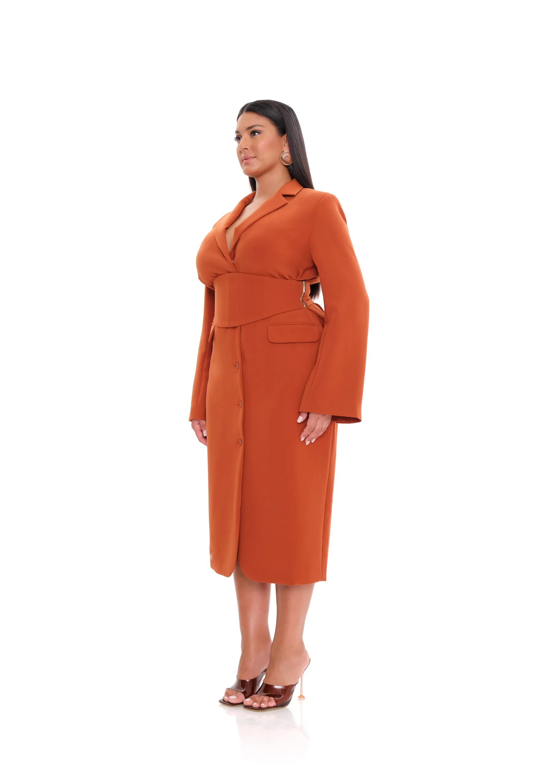 ZIA CORSET BLAZER DRESS - PUMPKIN