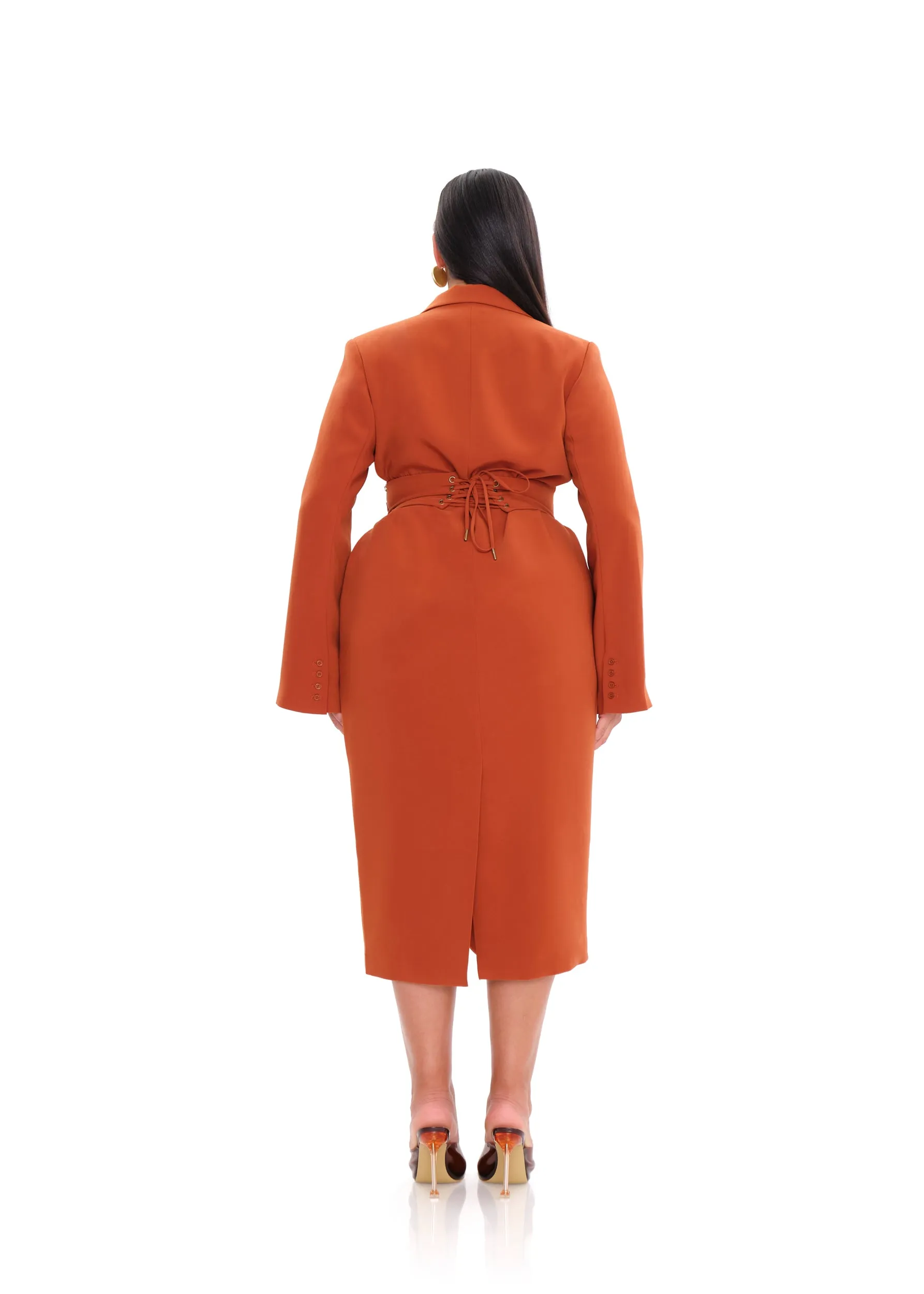 ZIA CORSET BLAZER DRESS - PUMPKIN