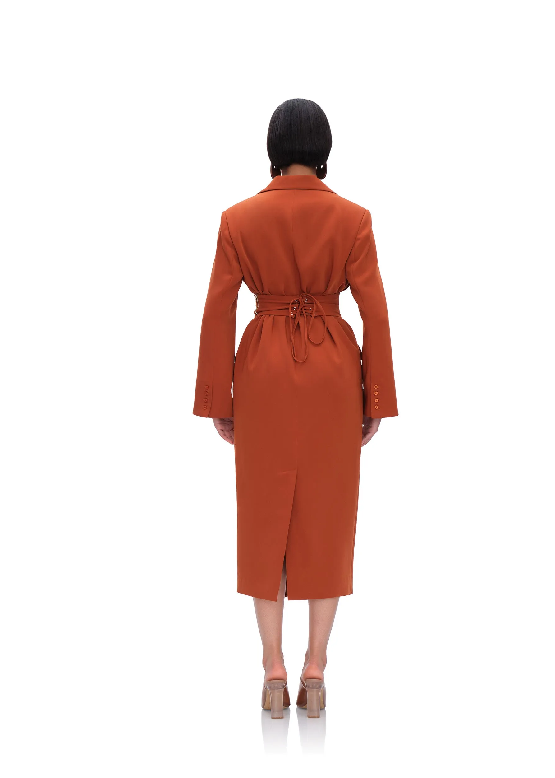 ZIA CORSET BLAZER DRESS - PUMPKIN