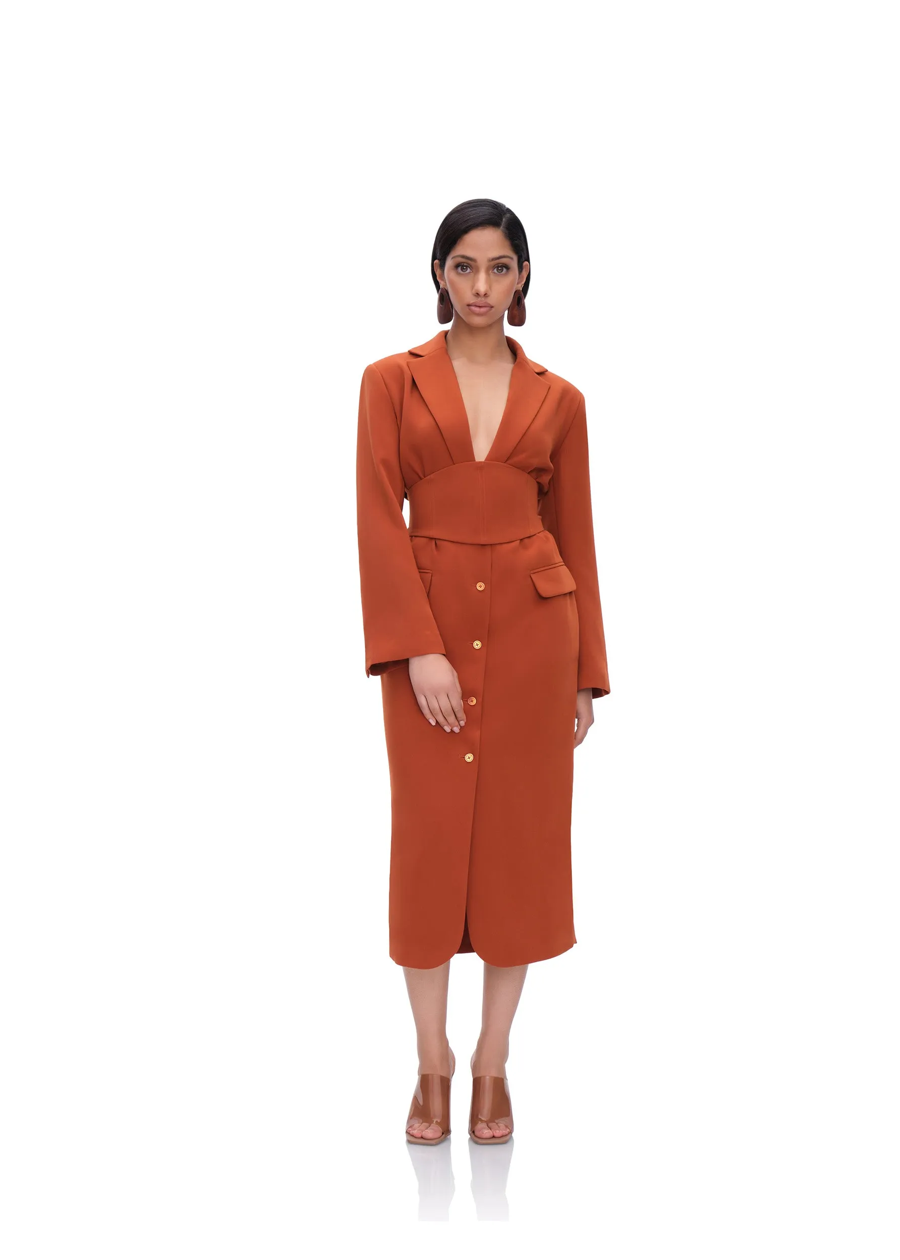 ZIA CORSET BLAZER DRESS - PUMPKIN