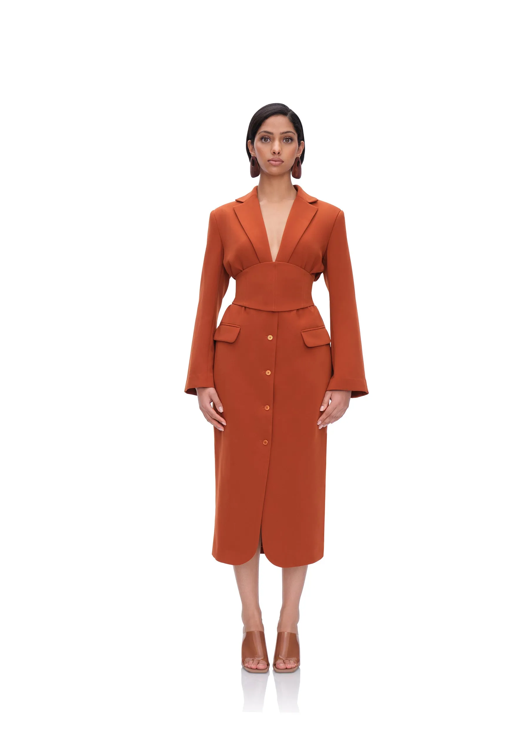 ZIA CORSET BLAZER DRESS - PUMPKIN